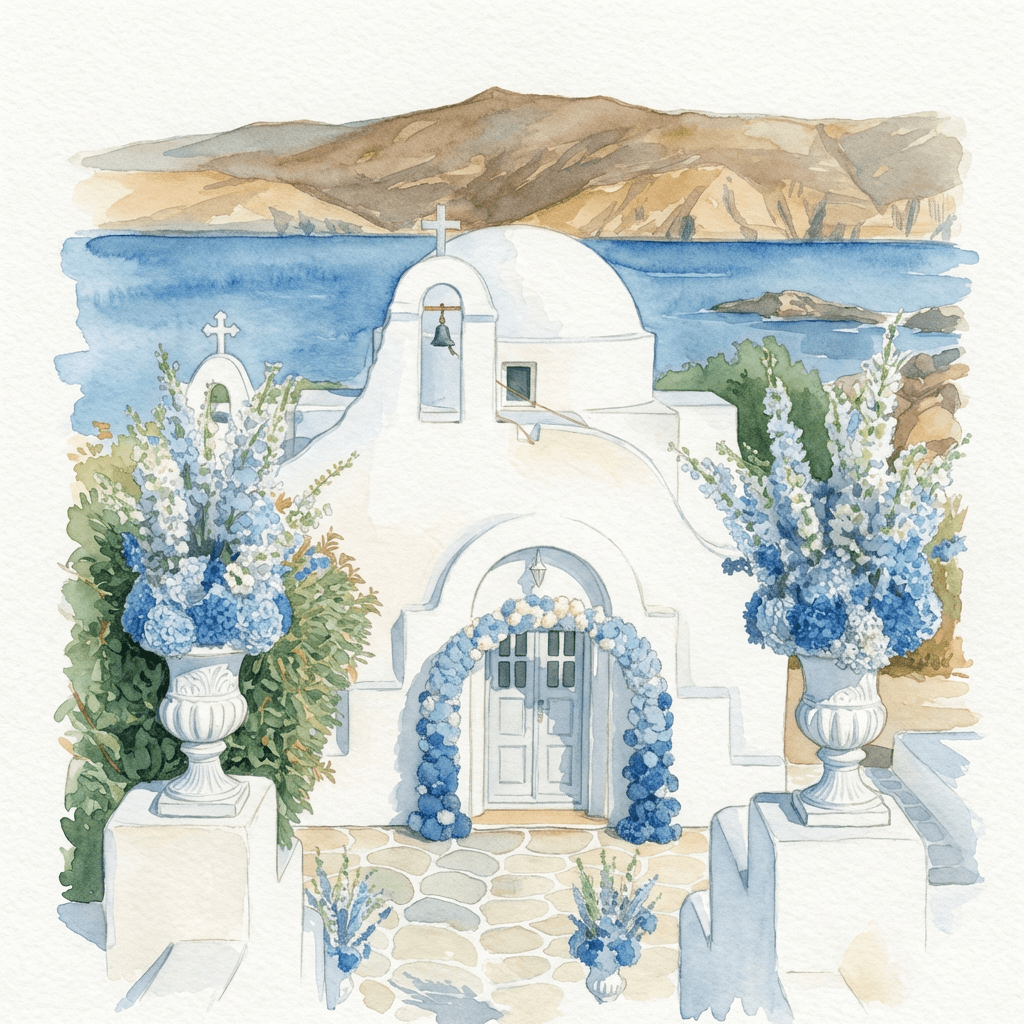 Акварельная иллюстрация Villa Indira